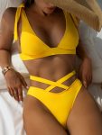 Tie Shoulder Crisscross Bikini Swimsuit2