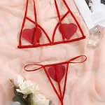 Heart Patched Mesh Lingerie Set