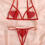 Heart Patched Mesh Lingerie Set