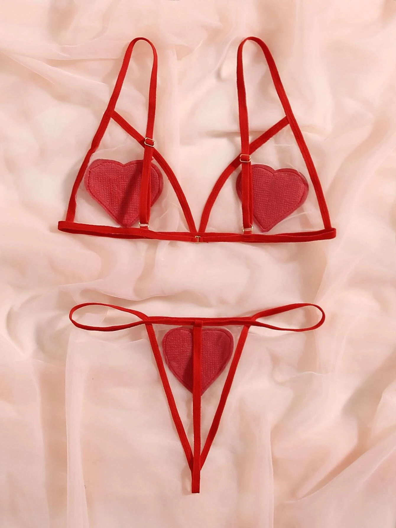 Heart Patched Mesh Lingerie Set3