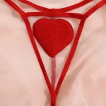 Heart Patched Mesh Lingerie Set