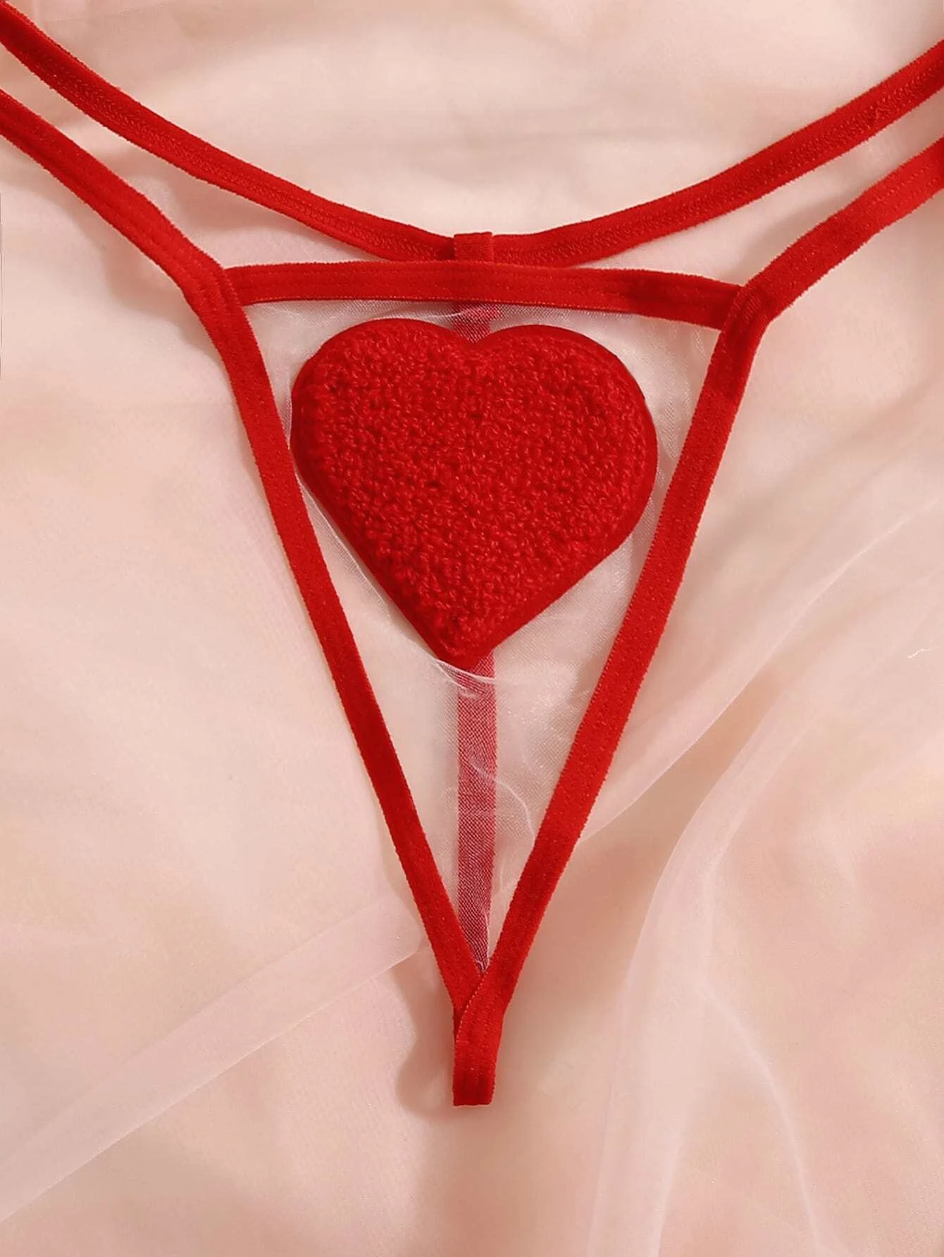 Heart Patched Mesh Lingerie Set4