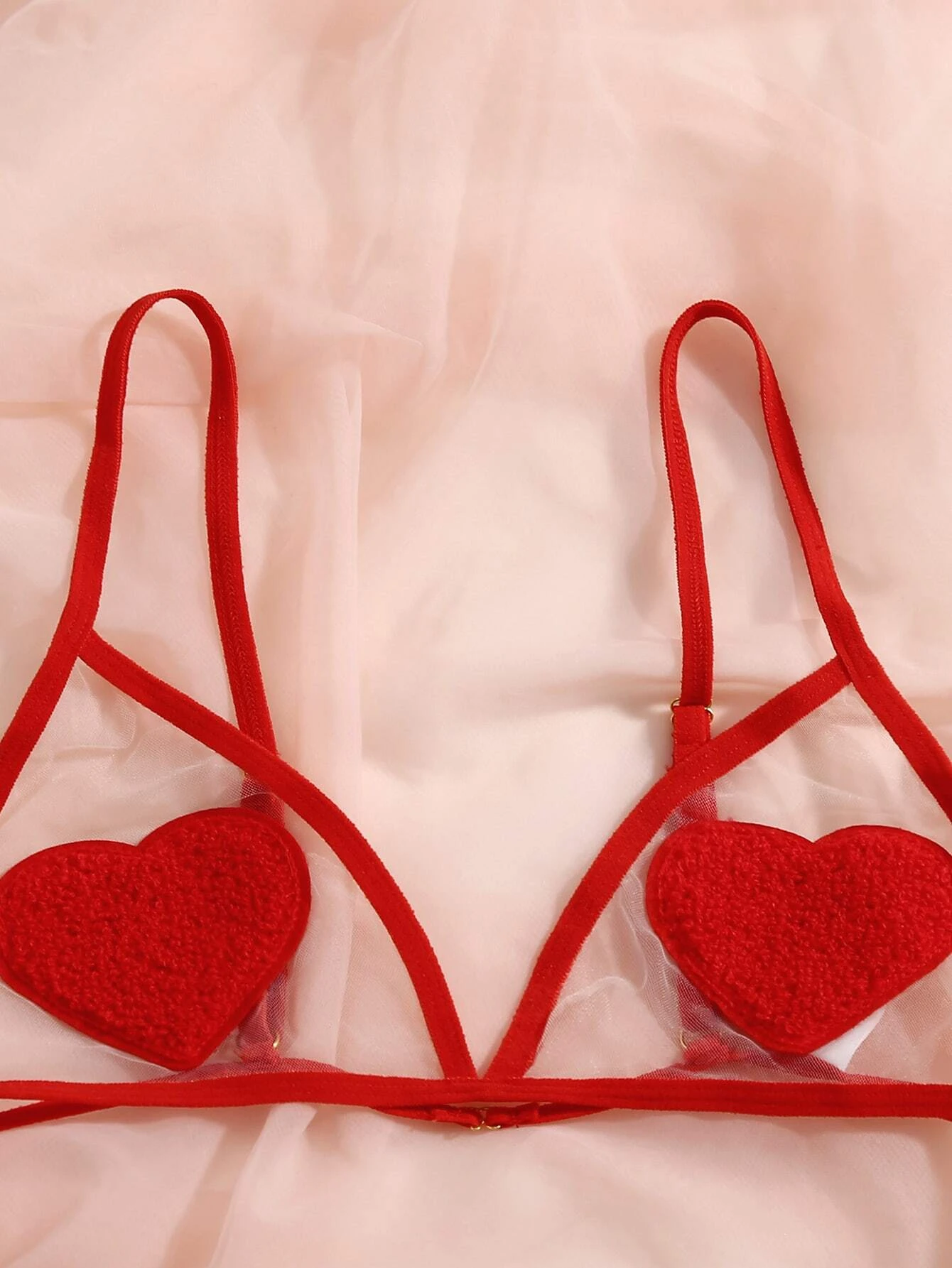Heart Patched Mesh Lingerie Set5