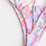 Floral Print Tie Front Bandeau Bikini Swimsuit