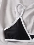 Contrast Binding High Cut Bikini Swimsuit
