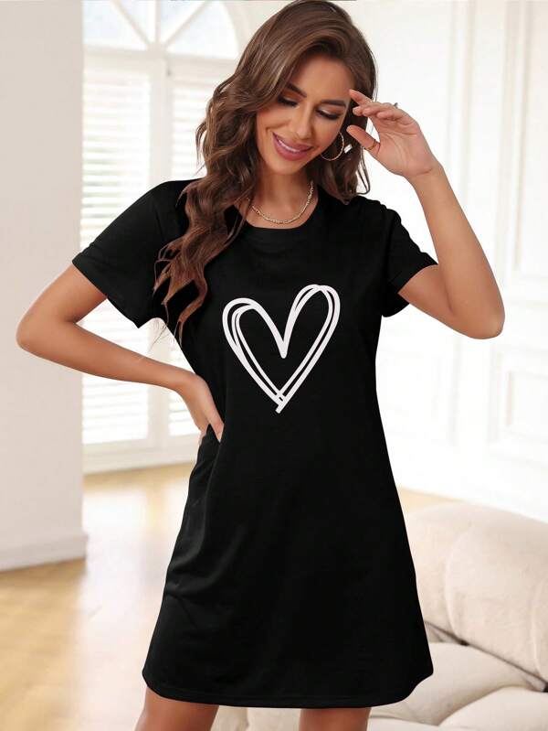 Heart Print Nightdress2